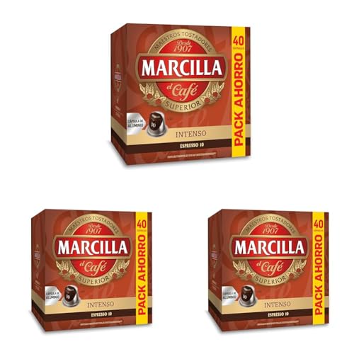 Marcilla Café Cápsulas Intenso - 40 Cápsulas Compatibles Nespresso (Paquete de 3)