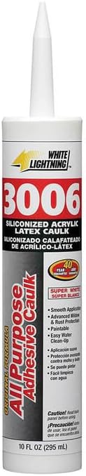 12 Pack of 10 oz White Lightning 30060 3006 White All Purpose Adhesive Caulk
