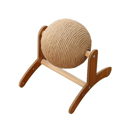 猫の爪とぎボールのおもちゃ |猫の爪とぎおもちゃ、サイザル麻ボールと木製スタンド付き |天然サイザル麻スクラッチャーボール |くるくる回る猫ボールおもちゃ |猫のインタラクティブおもちゃ |室内子猫用の子猫用おもちゃ