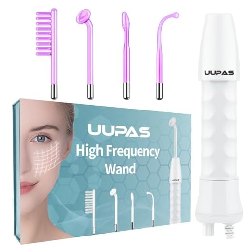 Alta frecuencia Estetica Facial Profesional - UUPAS Máquina Portátil de Alta Frecuencia Facial con 4 Tubos de Argón - Estiramiento de la piel, Rejuvenecimiento