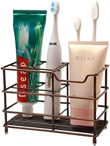 Dseap Toothbrush Holder, Electric Toothbrush Holder - Stainless Steel Tooth Brush Holder, Toothpaste Holder Organizer Stand Caddy for Bathroom, Red Antique Copper