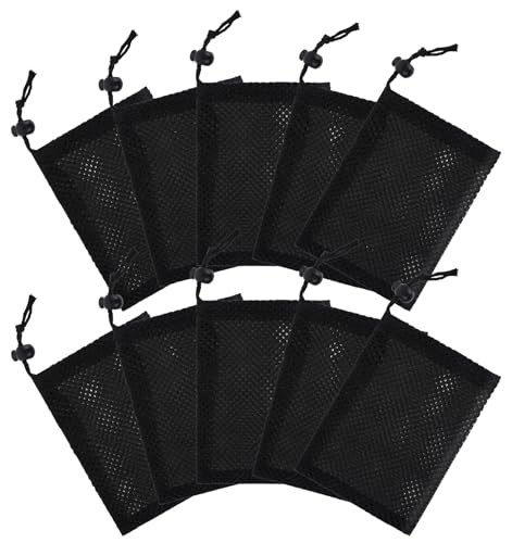 10er Set Netzbeutel, Mesh Bag Reißfeste Polyester-Taschen 10x15cm mit Zugband, Wasserdurchlässige Organizer für Schwimmbad Reise Kosmetik Alltagskomfort