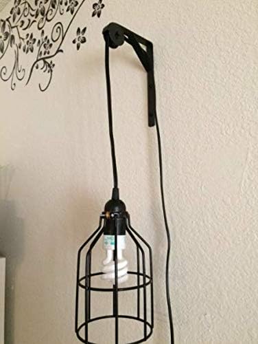 Lightingsky Extension Light Cord Hanging Lantern Pendant Lamp Cord Cable E26 Bulb Socket to 2-Prong US AC Power Cord with On/Off Switch (20 Feet, Black-1 Pack)