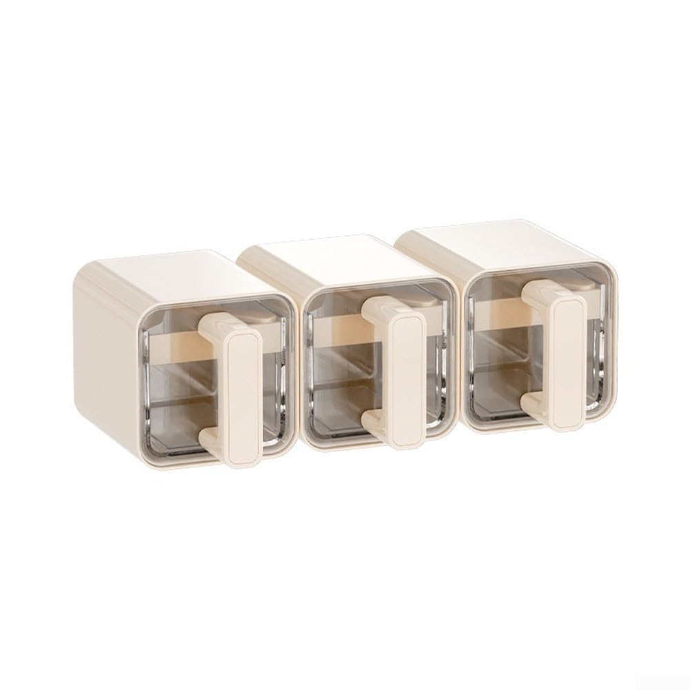 de Especias 3 Piezas Montaje Pared PET Sellado de Especias(White)