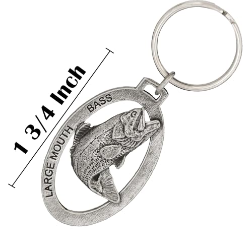 Largemouth Bass Keychain, Pewter, F085KC, 1 3/4”, 100% Handmade in the USA, Fish Keychain, Black bass, bucket mouth, Key Chain, Key Ring, Key Fob, Fishing Gift, 200 Fish Designs Available.2