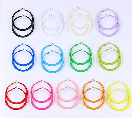 80s Hoop Earrings Colorful Hoop Earrings Large Retro Exaggerated Round Hoop Earrings for Women Jewelry2