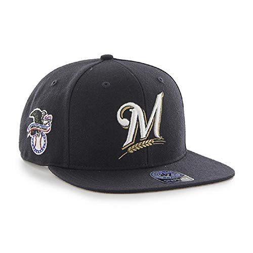 '47 Milwaukee Brewers MLB Navy Sure Shot Brand Flat Bill Snapback Hat
