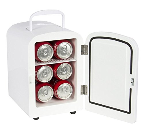 Quality Kitchenware - Portable Mini Fridge - Both Cooler and Warmer - Auto Car Boat Home Office AC & DC- White Color - Compact Classic Travel 12v Refrigerator - Iceless Cold Beverage - Convenient