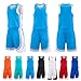 AOIOAFUY 2-Piece Basketball Jersey Vest and Shorts, Kids/Adult Custom Basketball Kit with Your Name Number Team Logo(Sky Blue)