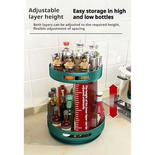 Einstellbarer drehbarer Metallregal-Organizer für Küchentisch, 360-Spin-Gewürz-Rack mit rutschfester Basis, platzsparende Lagerung für Speisekammer, Badezimmer, Büro, stilvolles Wohnkultur-Accessorium