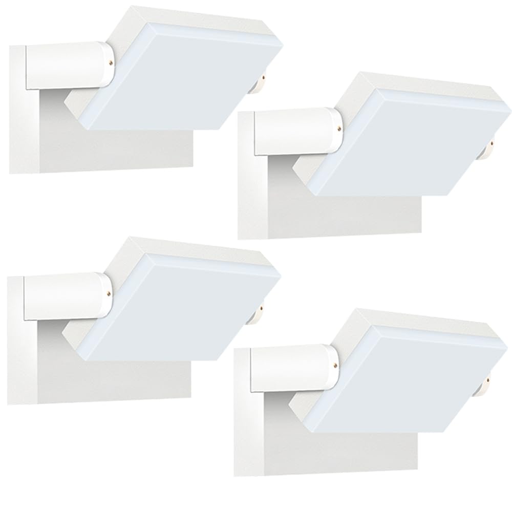 Kingwen Applique LED Esterno 4 Pezzi 40W 3000K Orientabile 360° Bianca | 5000 lm, impermeabile IP65, in alluminio pressofuso, ideale per giardino, terrazza, ingresso e ambienti interni.