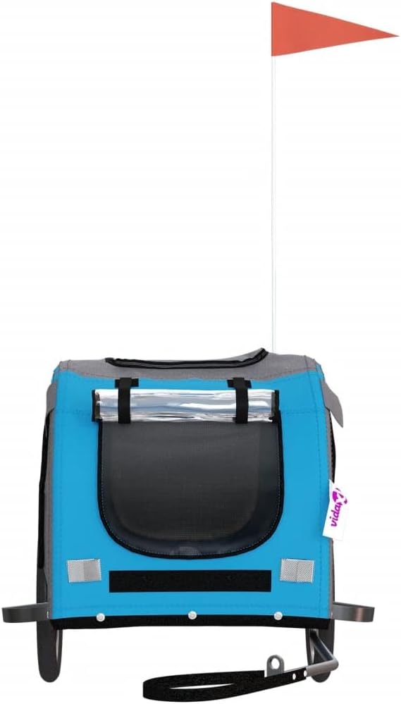 vidaXL Pet Bike Trailer Blue and Grey Oxford Fabric and Iron