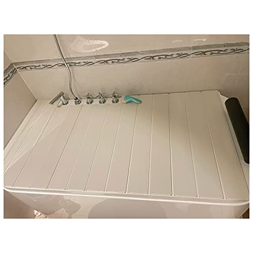Plateau de baignoire pliable multifonction en PVC blanc pour optimiser l'espace de bain - 2