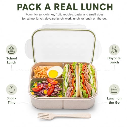 MISS BIG® Bento Box,Bento Box Adult,Lunch Box,Leak Proof Lunch Containers,No BPAs and No Chemical Dyes Bento Lunch Box,Dishwasher and Microwave Safe Lunch Containers for Adults(1900ml White) — view 3