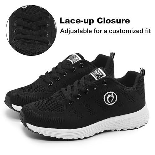 Womens Black Casual Sneakers for Women Walking Tennis Shoes Non Slip Breathable Mesh Lightweight Female Running Shoes2