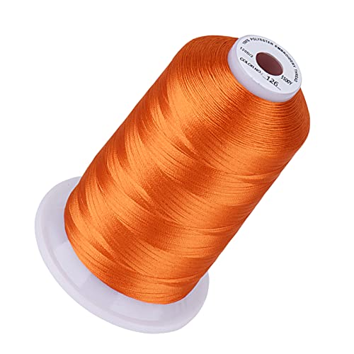 Image of Simthread 5000M 40WT Polyester Embroidery Thread, Pumpkin 126 | 5000M 40WT polyester thread feeds smoothly for machine embroidery, monograms, logos, patches and quilting.
