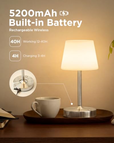 Image of IP65 Waterproof Rechargeable Shower Lamp, Cordless Bathroom Touch Lamps