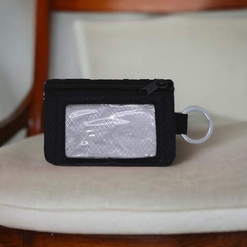 Minimalist Wallets for Men and Women - RFID Blocking Secure Travel Wallet by with Clear ID Window and Key Ring (Black+Gray)2