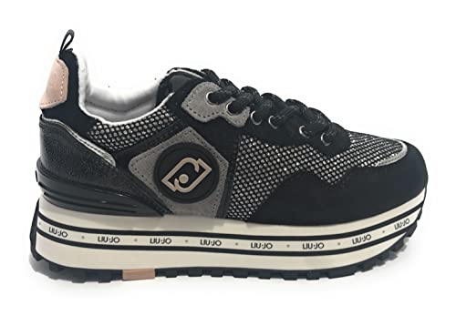  Scarpe Sneaker Liu-Jo Maxi Wonder Suede/Glitter Black Donna DS22LJ04 BA2051PX226 40