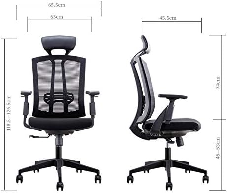 Miniatura 2 de Silla de oficina, silla de computadora de malla transpirable con soporte lumbar ergonómico ajustable, silla de escritorio giratoria negra con