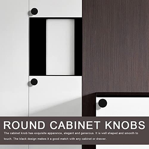 WAenZeeNH 4 Pcs Kitchen Cabinet Knobs 30mm Round Flat Black Cabinet Knobs Matte Black Drawer Knob with Mounting Screws for Cupboard Closet Drawer Door - Image 2