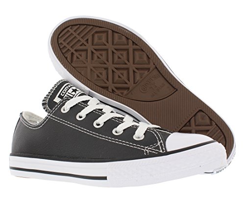 Image of CONVERSE Kid's Chuck Taylor All Star Leather OX Fashion Sneaker Shoe - Black /White