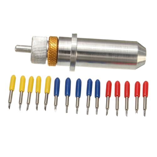 UTHCLO 16個 カッティングプロッターブレード 軽量携帯用 炭化タングステン高硬チップ 精密木材カット対応 プロッターホルダー付き