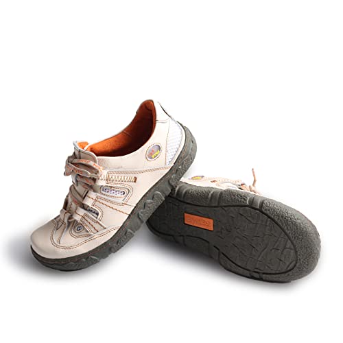 TMA EYES Women's Casual Lace-Up Breathable Mesh and Leather Sneaker4