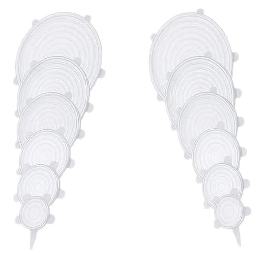 12-Piece Silicone Stretch Lids Set, Six Sizes