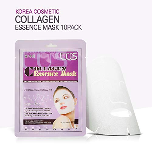Lus Essence Facial Face Masks Paper Sheets Korea Skin Care Moisturizing 12 Pcs (Mix - 2 Of Each) - Collagen, Aloe, Coenzyme, Cucumber, Arbutin, Royal Jelly #TOP2