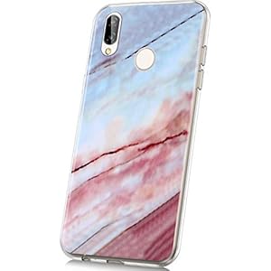 JAWSEU Siliconen TPU Hoesje Compatibel met Huawei P20 Lite Marmer#5