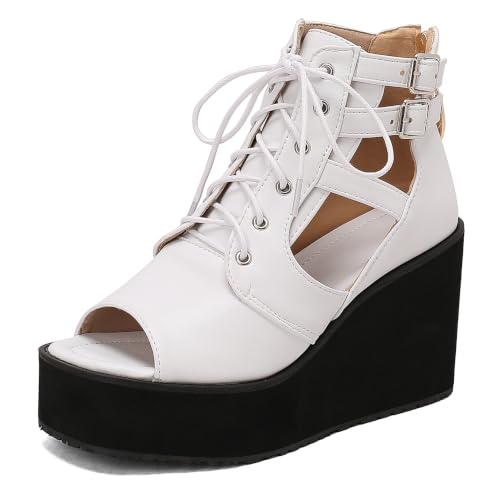 Sandales compensées femme anti-fatigue pour marcher sans douleur avec zip et plateforme peep toe