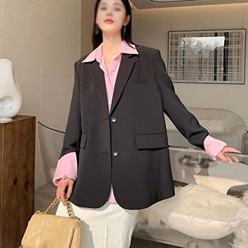 Conjunto De Terno De Negócios Feminino De Lapela Blazer De Escritório Com Decote Em V (Color : Black