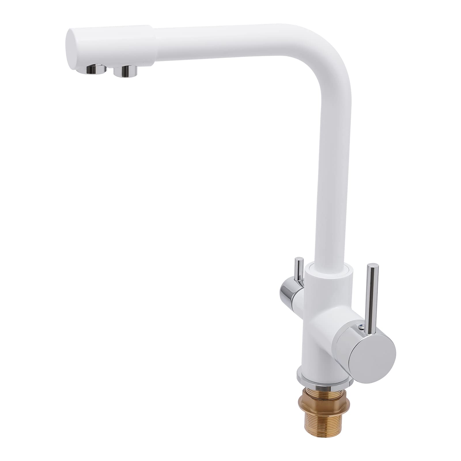 Rubinetto bianco da cucina, rubinetto a 3 vie, girevole a 360°, rubinetto della cucina, filtro dell'acqua per lavello, miscelatore a 2 leve, per case, ristoranti, centri commerciali, alberghi, cucine