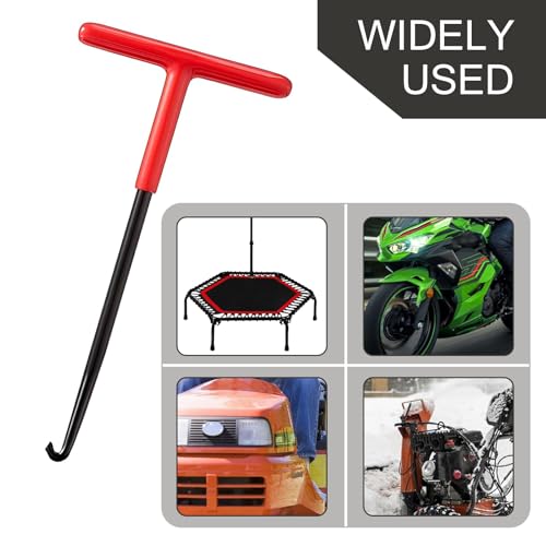 Image of 2 PCS Motorcycle Exhaust Pipe Spring Disassembly Tool, 6.30In x 3.15In T-shape Vehicle Puller Installer Tool, Universal Durable Automotive Spring Hook Accessories (Red & Black)