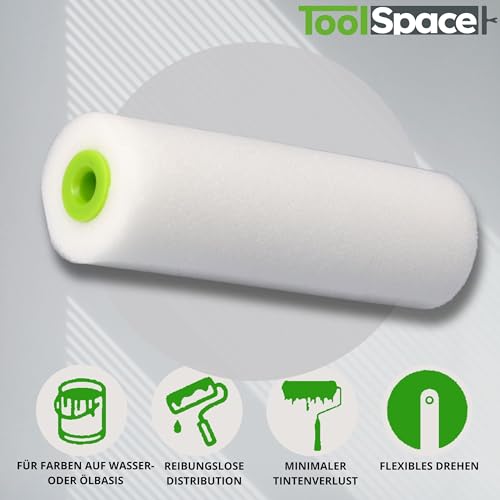ToolSpace 10x Lackierwalze 11cm Farbwalze Farbroller Lasur Lackierrolle Lösemittelbeständig Lackrolle Schaumwalze Fein für Lack Schaumstoffwalze Lackieren Polyurethan-Schaumstoff-Farbroller-Einsätze