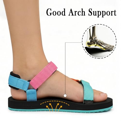 Image of Sport Walking Water Sandals for Women with Arch Support & Adjustable Straps Platform Sandals Women Height Increase