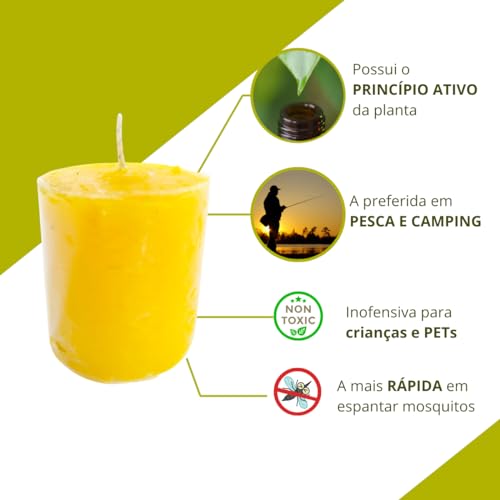 Vela De Citronela Espanta Mosquito pernilongo - 12 Unidades