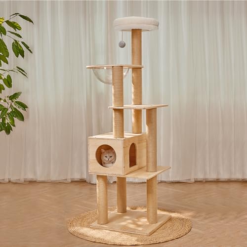 Modern-Multi-Level-Large-Real-Solid-Wood-Cat-Tree-Luxury-Wooden-Cat-Tower-Cat-Condo-with-Multi-Layer-Platform-for-Indoor-Cats Modern Multi-Level Large Real Solid Wood Cat Tree, Luxury Wooden Cat Tower Cat Condo with Multi-Layer Platform for Indoor Cats - Image 1
