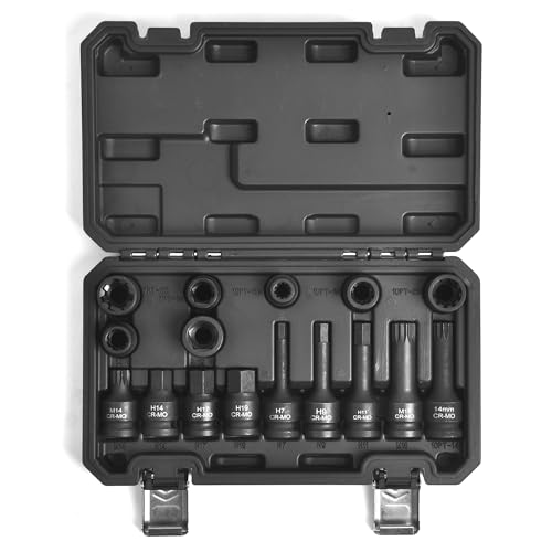 16 PCS Impact Brake Caliper Socket Set, 1/2