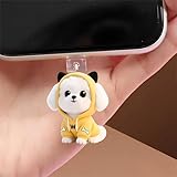 Yellow Hoodie Dog Dust Plug Acrylic Charms for electronic products,Type-C Charging Port Dust Plugs Pendant Compatible with E-Reader Phone Tablet, Gift for Christmas, Birthday, Anniversary Day