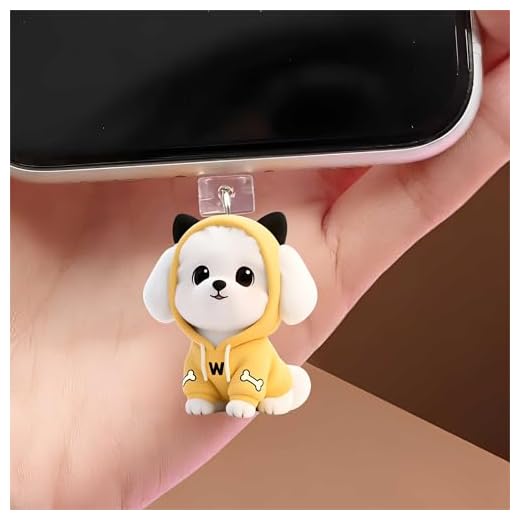 Yellow Hoodie Dog Dust Plug Acrylic Charms for electronic products,Type-C Charging Port Dust Plugs Pendant Compatible with E-Reader Phone Tablet, Gift for Christmas, Birthday, Anniversary Day