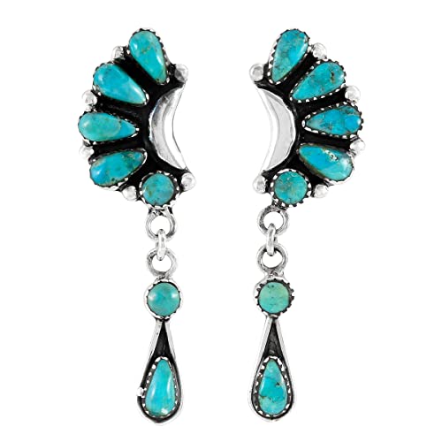Turquoise Earrings 925 Sterling Silver & Genuine Gemstones (Select Color)