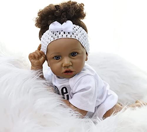 Maihao Reborn Baby Dolls African American Real Life Babies Girl 22Inch Baby Soft Body That Look Lifelike Newborn Baby Open Eyes #TOP3
