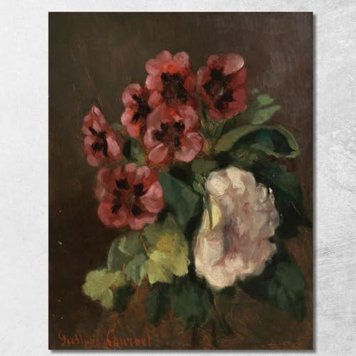 Tableau imprimé Gustave Courbet Bouquet de fleurs toile Fine Art encadrée 125x100