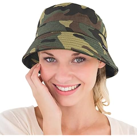 Ruphedy Women Cotton Bucket Hats Trendy Summer Beach Travel Vacation Outdoor Sun Hat UPF 50+ (BT891-Camouflage Green) Cover