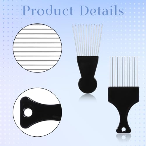 Picks de pelo metálicos para cabello rizado, pack 4 miniatura 3