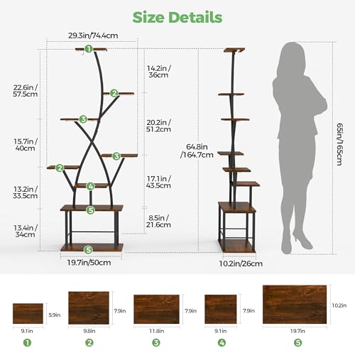 Image of Plant Stand Indoor with Grow Lights 2 Pack Corner Plant Stands 8 Tiered 64 inch Tall Plant Shelf for Indoor Growing Multiple Metal Flower Holder Home Decor Plant Rack for Living Room Patio Balcony