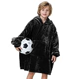 Wearable Blanket Hoodie, Oversized flannel Blanket Sweatshirt with Hood Pocket and Sleeves, Cozy Sof