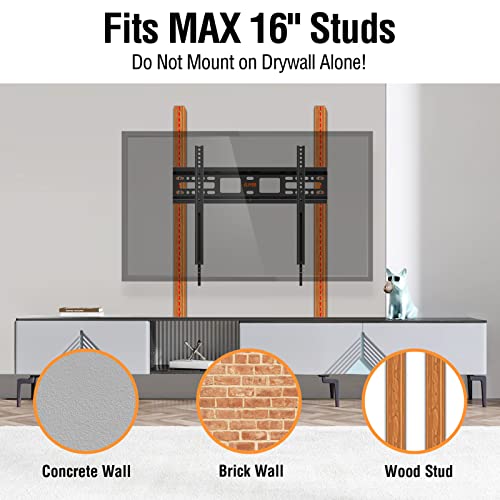 Elived Fixed Tv Wall Mount Bracket, Low Profile Tv Mount For Most 26-55 Inch Led, Lcd And Plasma Flat Screen Tvs, Ultra Slim Tv Bracket, Max Vesa 400X400Mm, 99 Lbs. Fits 12"-16" Wood Studs. Yd3006 #TOP4